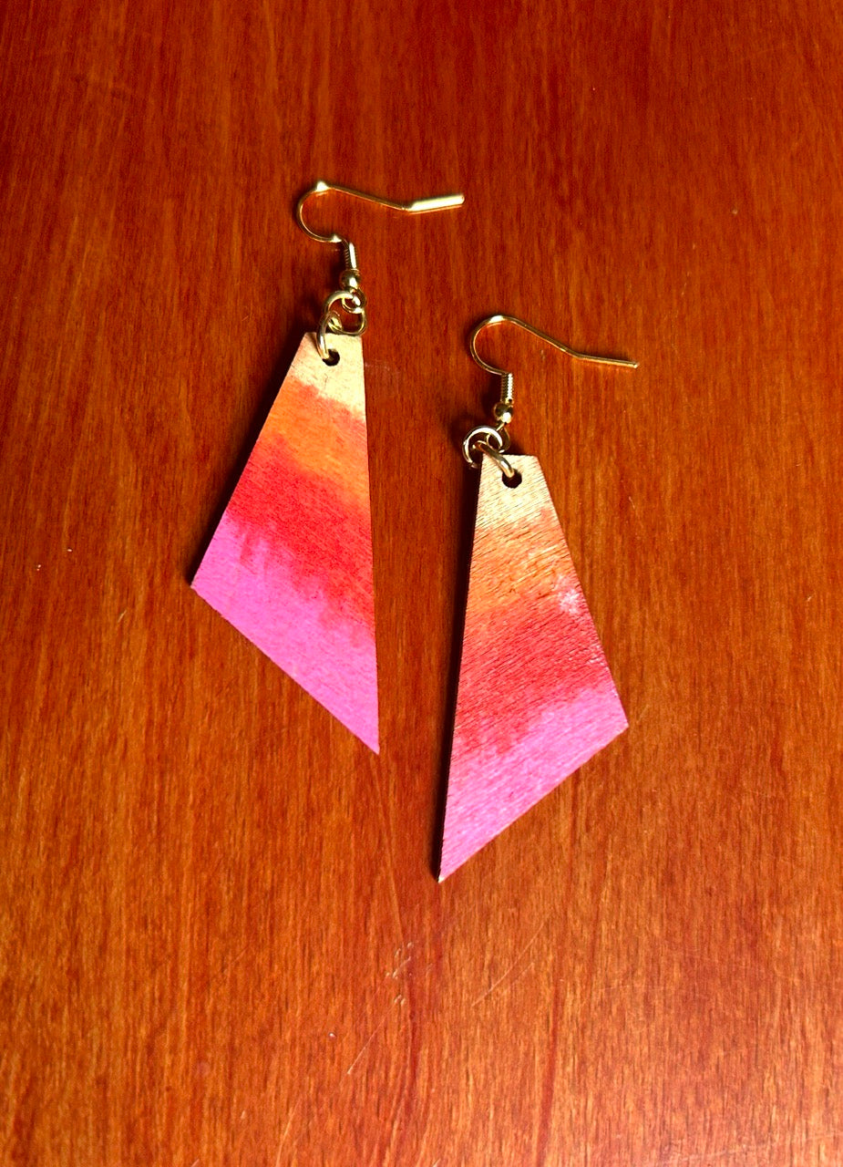 Sunset Tie-dye Handpainted Wooden Earrings