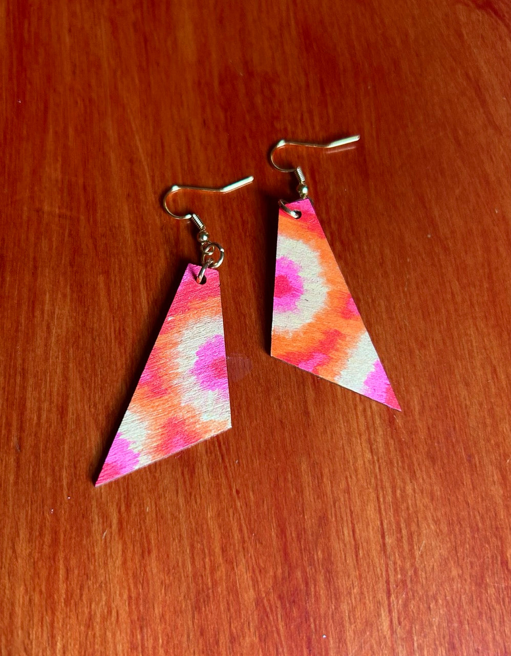 Sunset Tie-dye Handpainted Wooden Earrings