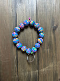 Blue Marbled Silicone Beaded Wristlet