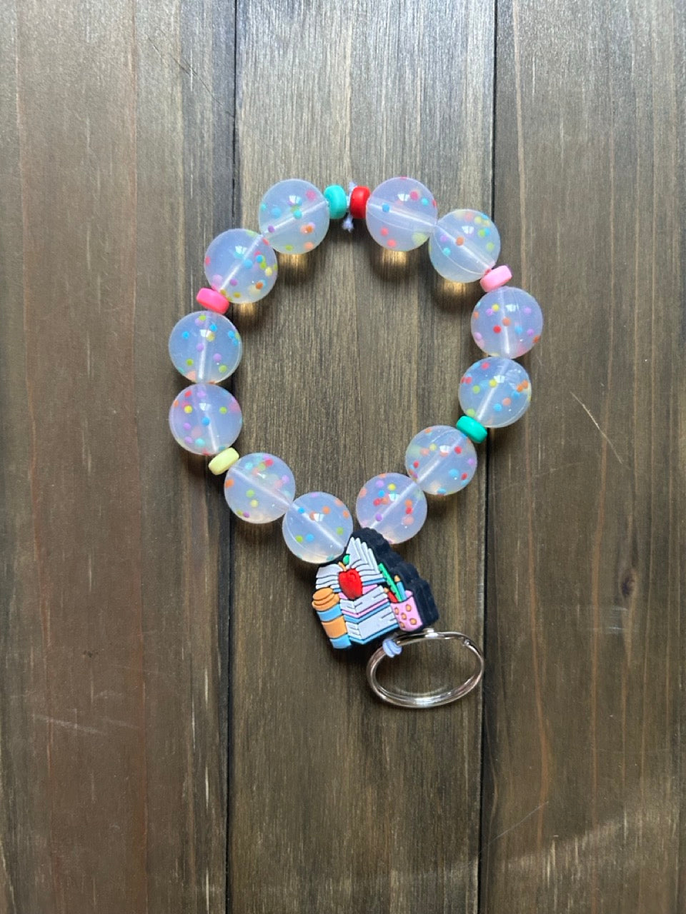 Books and Coffee Confetti Silicone Beaded Wristlet