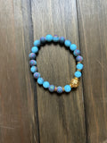 Blue Druzy Quartz Bracelet with Gold Accents