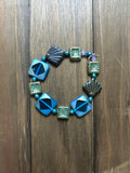 Blue and Green Sea Czech Glass Bracelet